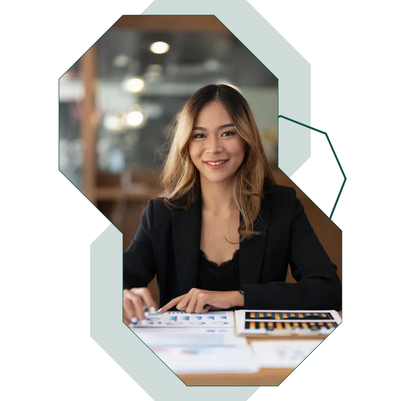 businesswoman analyzing data